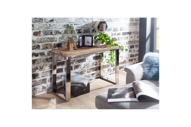 Konsolbord Wohnling Massivt trä rustik 120 cm krommetallben lantligt - Möbler - Bord & matgrupp - Avlastningsbord & sidobord - Konsolbord & hallbord
