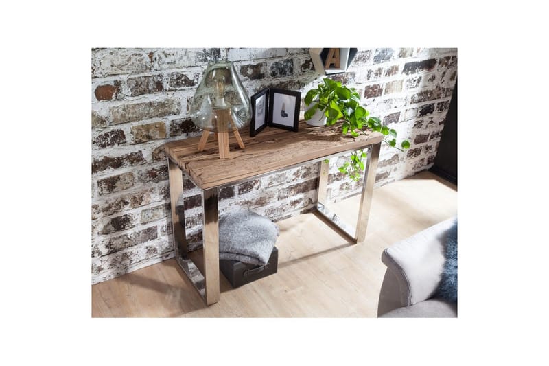 Konsolbord Wohnling Massivt trä rustik 120 cm krommetallben lantligt - Möbler - Bord & matgrupp - Avlastningsbord & sidobord - Konsolbord & hallbord