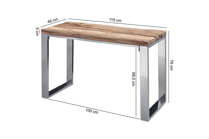 Konsolbord Wohnling Massivt trä rustik 120 cm krommetallben lantligt - Möbler - Bord & matgrupp - Avlastningsbord & sidobord - Konsolbord & hallbord