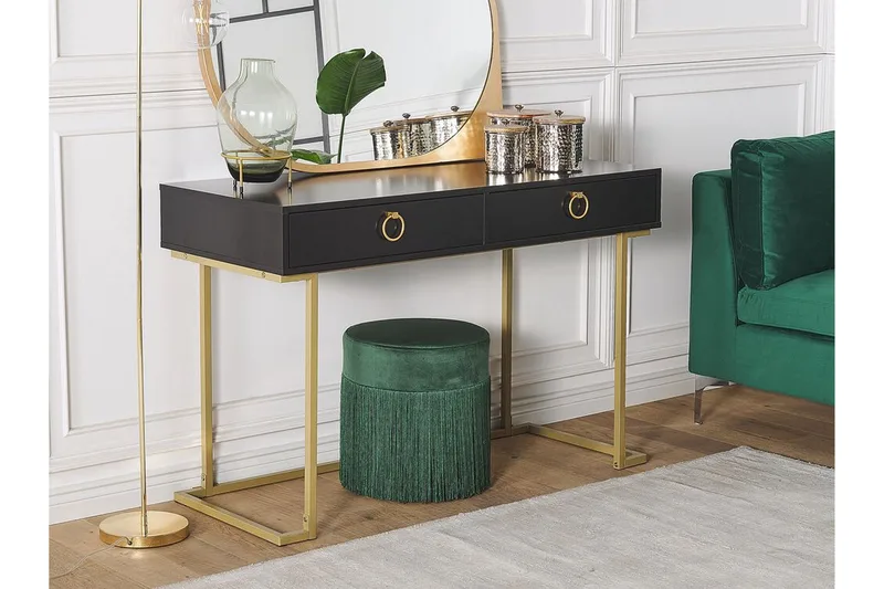 Konsolbord/skrivbord svart/guld WESTPORT - Svart - Möbler - Bord & matgrupp - Avlastningsbord & sidobord - Konsolbord & hallbord