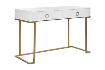 Konsolbord/skrivbord vit/guld WESTPORT - Vit - Möbler - Bord & matgrupp - Avlastningsbord & sidobord - Konsolbord & hallbord