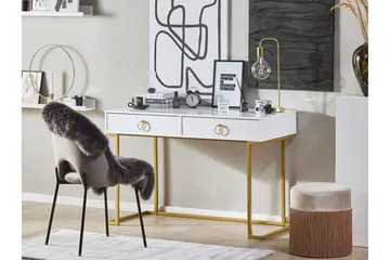 Konsolbord/skrivbord vit/guld WESTPORT - Vit - Möbler - Bord & matgrupp - Avlastningsbord & sidobord - Konsolbord & hallbord