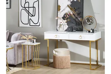 Konsolbord/skrivbord vit/guld WESTPORT - Vit - Möbler - Bord & matgrupp - Avlastningsbord & sidobord - Konsolbord & hallbord