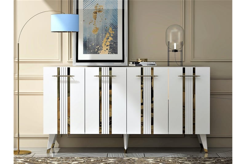 Konsollbord Aselna 150 cm - Guld/Vit - Konsolbord & hallbord - Avlastningsbord & sidobord - Hallförvaring