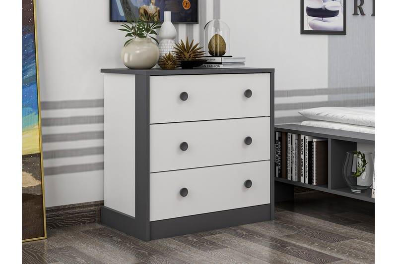 Konsollbord Berdez 72x74 cm Antracit/Vit - Hanah Home - Möbler - Bord & matgrupp - Avlastningsbord & sidobord - Konsolbord & hallbord