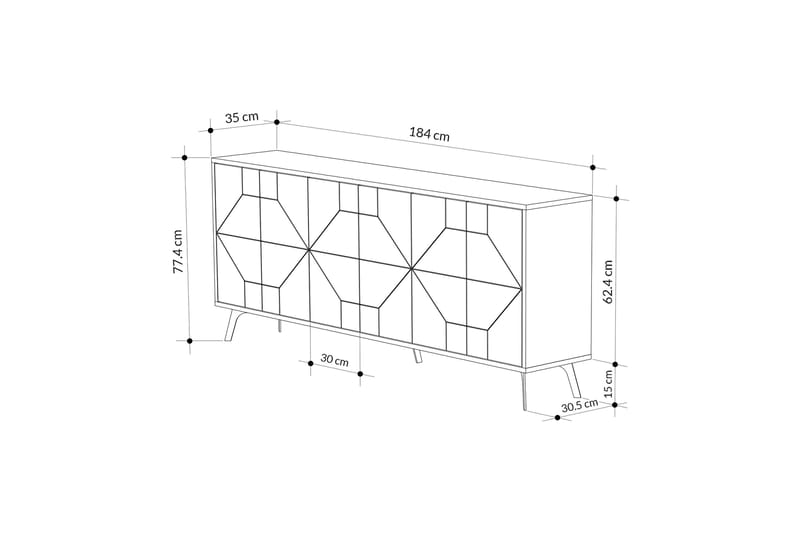 Konsollbord Dune 183,8x77,4 cm Antracit - Hanah Home - Konsolbord & hallbord - Avlastningsbord & sidobord - Hallförvaring