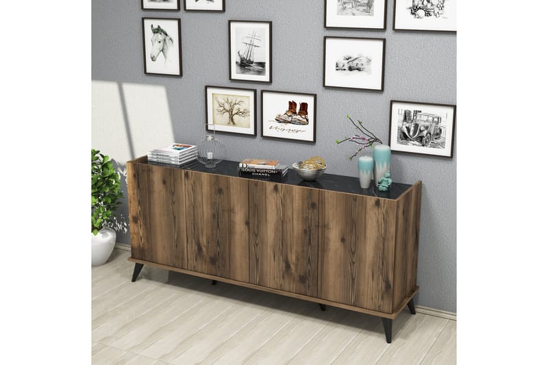 Konsollbord Elegaia 180 cm - Mörkbrun/Svart/Natur - Möbler - Bord & matgrupp - Avlastningsbord & sidobord - Konsolbord & hallbord