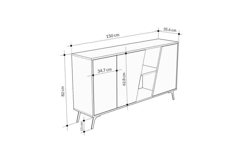 Konsollbord Fione 150x82 cm Vit/Brun - Hanah Home - Konsolbord & hallbord - Avlastningsbord & sidobord - Hallförvaring