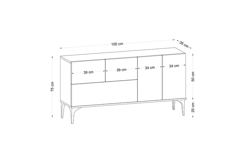 Konsollbord Glise 150 cm - Svart/Vit - Konsolbord & hallbord - Avlastningsbord & sidobord - Hallförvaring