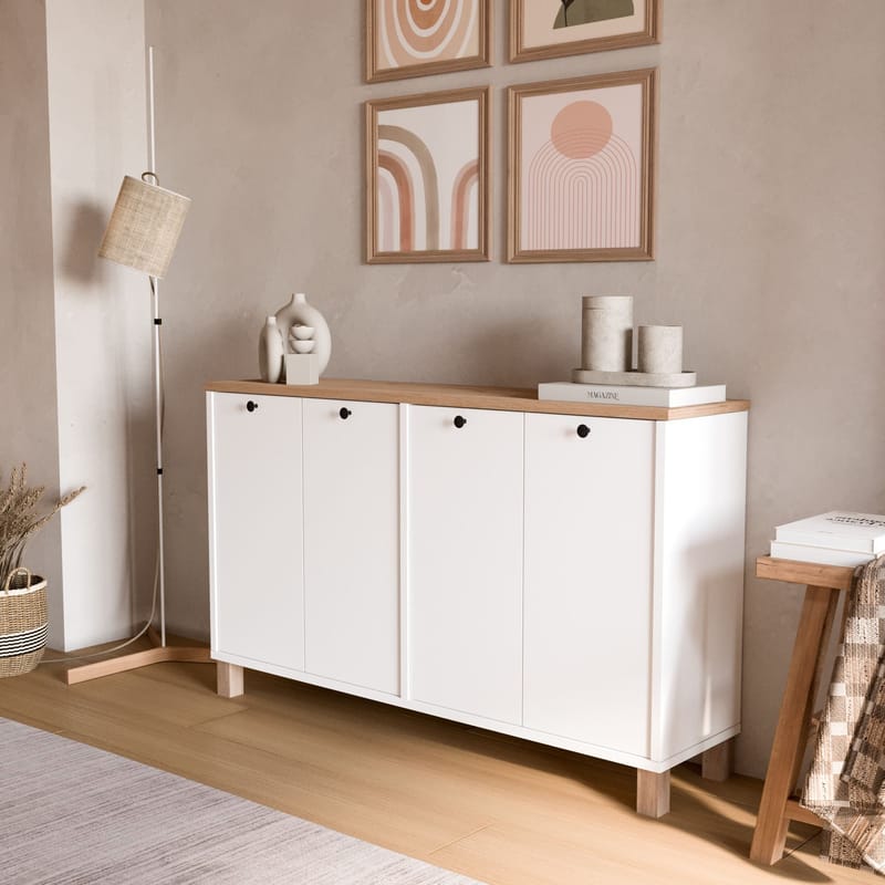 Avero Konsolbord 120x73,6x29,5 cm - Vit och ek - Möbler - Bord & matgrupp - Avlastningsbord & sidobord - Konsolbord & hallbord