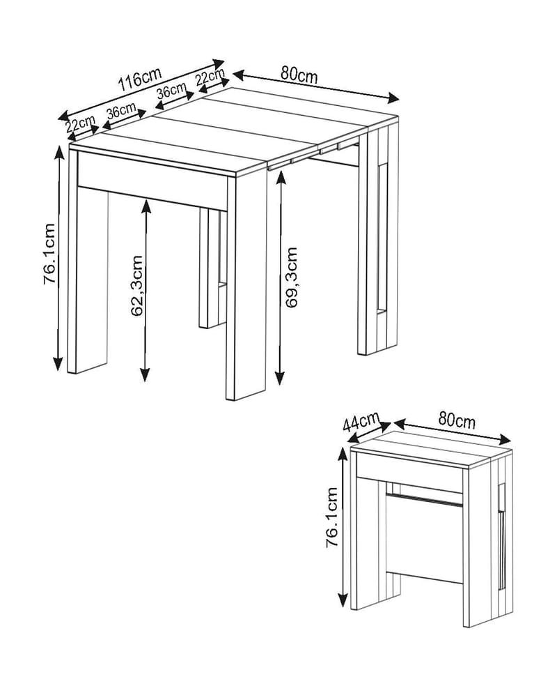 Ulven Förlängningsbart konsollbord 80 cm - Möbler - Bord & matgrupp - Avlastningsbord & sidobord - Konsolbord & hallbord