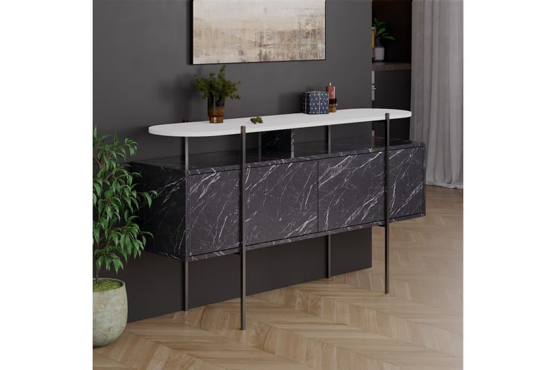 Konsollbord Hanley 150x86,2 cm Vit/Mörkbrun - Hanah Home - Möbler - Bord & matgrupp - Avlastningsbord & sidobord - Konsolbord & hallbord