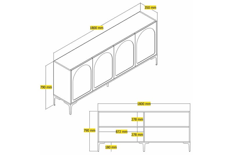 Konsollbord Hazim 180 cm - Vit/Svart - Möbler - Bord & matgrupp - Avlastningsbord & sidobord - Konsolbord & hallbord