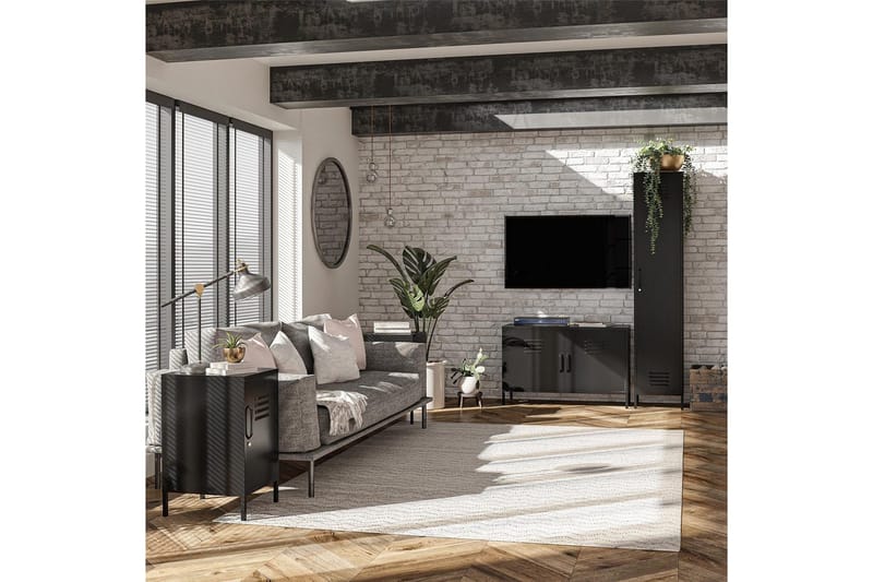 Konsollbord Loft24 Högskåp Mission District 38x40x185 cm, Svart Svart - Möbler - Bord & matgrupp - Avlastningsbord & sidobord - Konsolbord & hallbord