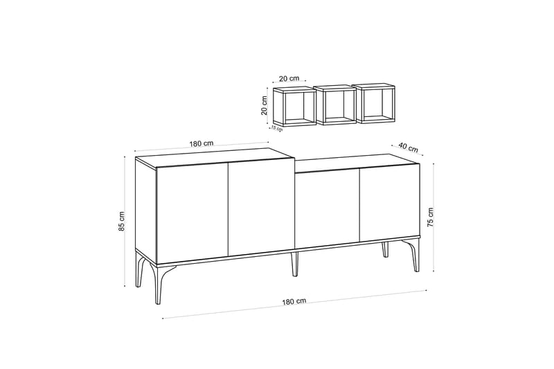 Konsollbord Magneda 180 cm - Blå/Natur - Konsolbord & hallbord - Avlastningsbord & sidobord - Hallförvaring