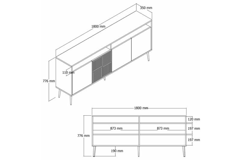 Konsollbord Milanda 180 cm - Guld/Vit - Konsolbord & hallbord - Avlastningsbord & sidobord - Hallförvaring