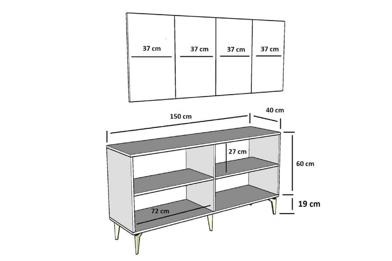 Konsollbord Naruyuki 150 cm - Guld/Vit - Konsolbord & hallbord - Avlastningsbord & sidobord - Hallförvaring