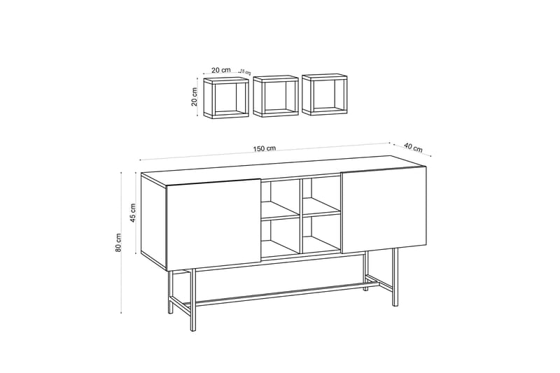 Konsollbord Odetta 150 cm - Blå/Natur - Konsolbord & hallbord - Avlastningsbord & sidobord - Hallförvaring