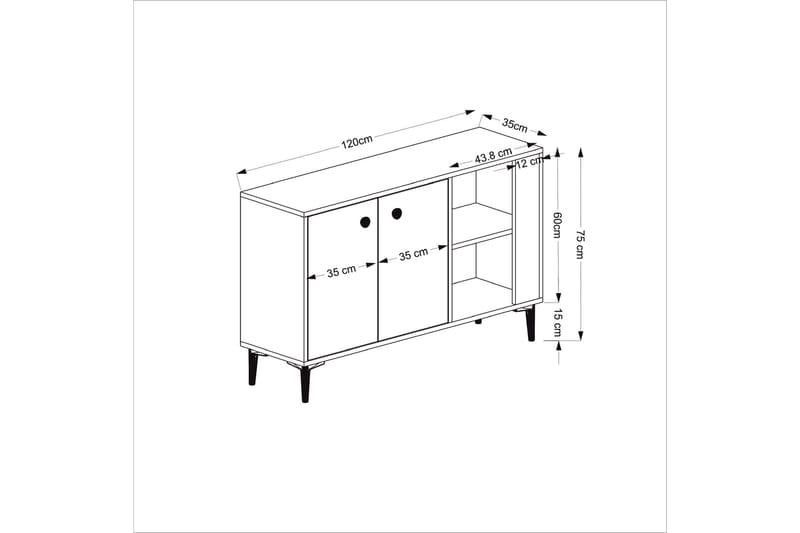 Konsollbord Sahra 120x75 cm Antracit/Vit - Hanah Home - Konsolbord & hallbord - Avlastningsbord & sidobord - Hallförvaring