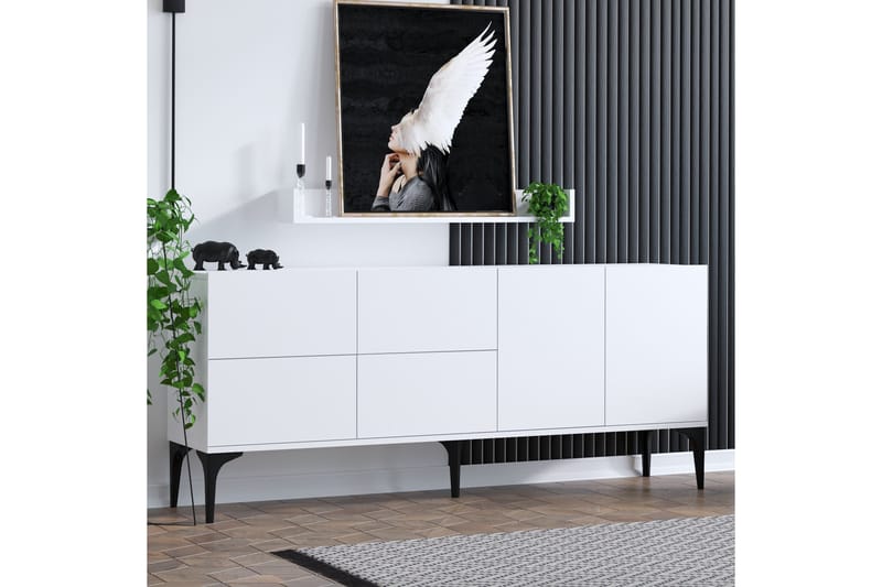 Konsollbord Zortea 180x80 cm Vit/Svart - Hanah Home - Konsolbord & hallbord - Avlastningsbord & sidobord - Hallförvaring