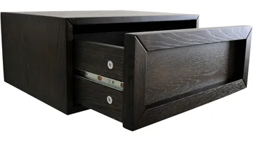 Korsen Vägghängt Sängbord 45 cm i Brunlackad Ek med Låda - Brun - Möbler - Bord & matgrupp - Avlastningsbord & sidobord - Sängbord & nattduksbord