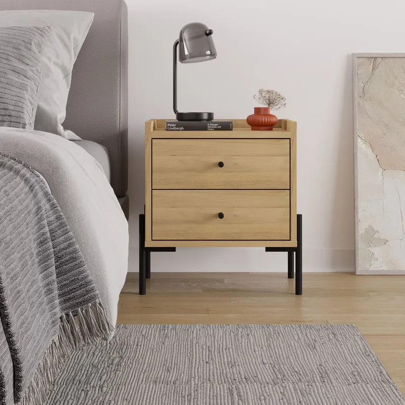 Kunimitsu Sängbord 45 cm - Sapphire Oak - Möbler - Bord & matgrupp - Avlastningsbord & sidobord - Sängbord & nattduksbord