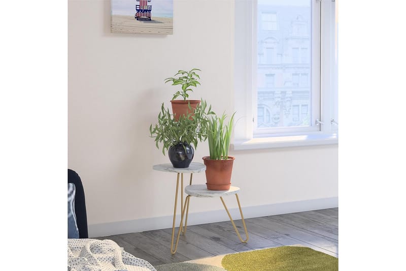 Athena Sidobord 55 cm Marmorlook/Vit/Mässing - Novogratz - Möbler - Bord & matgrupp - Avlastningsbord & sidobord - Lampbord & sidobord