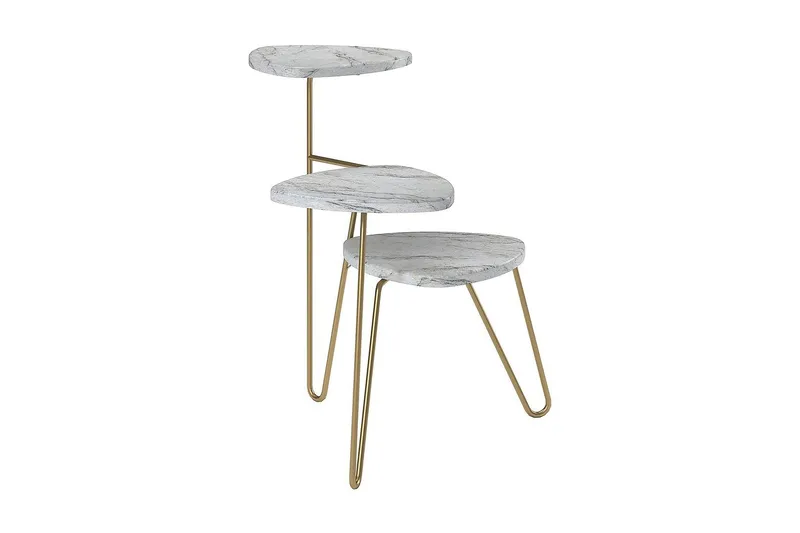 Athena Sidobord 55 cm Marmorlook/Vit/Mässing - Novogratz - Möbler - Bord & matgrupp - Avlastningsbord & sidobord - Lampbord & sidobord
