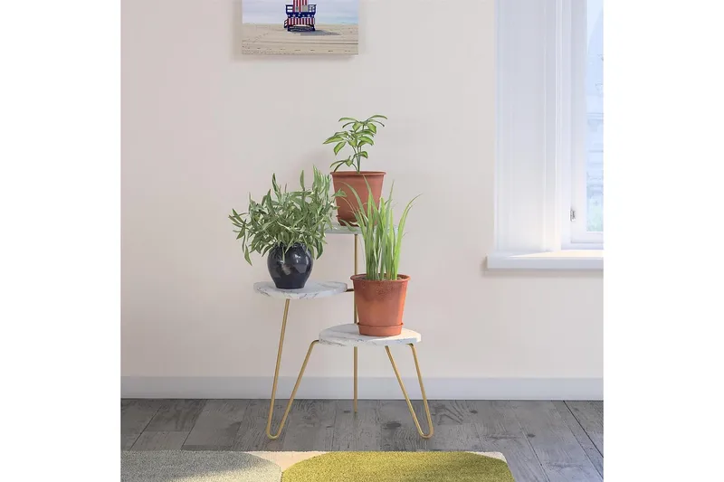 Athena Sidobord 55 cm Marmorlook/Vit/Mässing - Novogratz - Möbler - Bord & matgrupp - Avlastningsbord & sidobord - Lampbord & sidobord