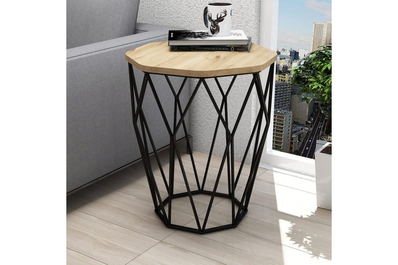 Bojana Sidobord Runt 46 cm - Natur/Svart - Möbler - Bord & matgrupp - Avlastningsbord & sidobord - Lampbord & sidobord