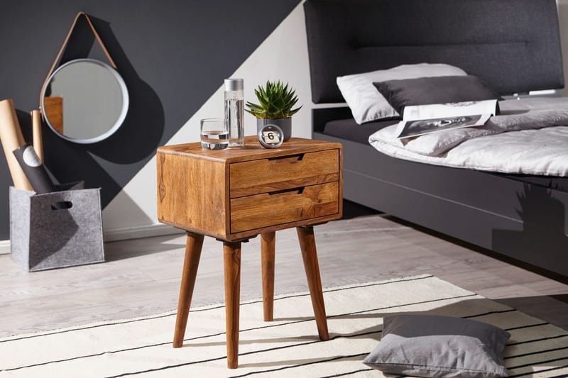 Eshott Sängbord 47 cm med Förvaring och Lådor i Trä - Brun - Möbler - Bord & matgrupp - Avlastningsbord & sidobord - Sängbord & nattduksbord