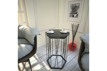 Falan Sidobord 40 cm Hexagon Marmormönster - Svart - Möbler - Bord & matgrupp - Avlastningsbord & sidobord - Lampbord & sidobord