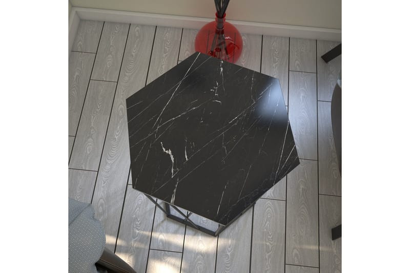 Falan Sidobord 40 cm Hexagon Marmormönster - Svart - Möbler - Bord & matgrupp - Avlastningsbord & sidobord - Lampbord & sidobord