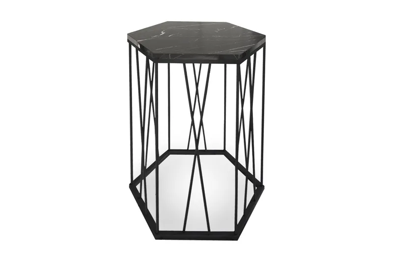 Falan Sidobord 40 cm Hexagon Marmormönster, Svart