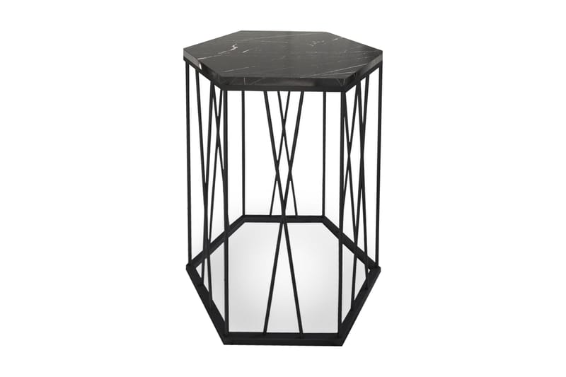 Falan Sidobord 40 cm Hexagon Marmormönster, Svart