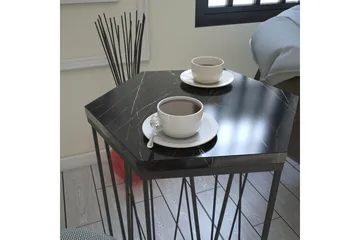 Falan Sidobord 40 cm Hexagon Marmormönster - Svart - Möbler - Bord & matgrupp - Avlastningsbord & sidobord - Lampbord & sidobord