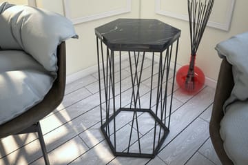 Falan Sidobord 40 cm Hexagon Marmormönster - Svart - Möbler - Bord & matgrupp - Avlastningsbord & sidobord - Lampbord & sidobord