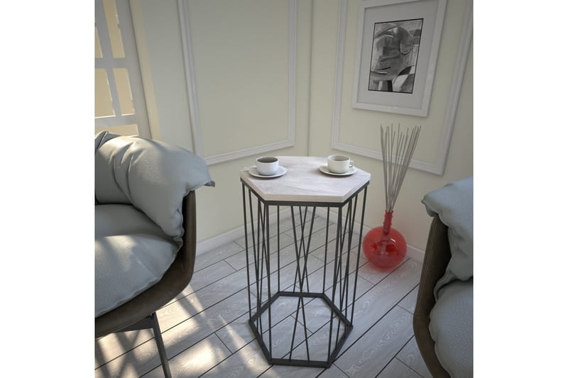 Falan Sidobord 40 cm Hexagon - Vit/Svart - Möbler - Bord & matgrupp - Avlastningsbord & sidobord - Lampbord & sidobord