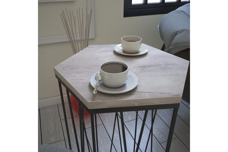 Falan Sidobord 40 cm Hexagon - Vit/Svart - Möbler - Bord & matgrupp - Avlastningsbord & sidobord - Lampbord & sidobord