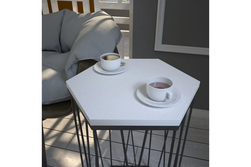 Falan Sidobord 40 cm Hexagon - Vit/Svart - Möbler - Bord & matgrupp - Avlastningsbord & sidobord - Lampbord & sidobord