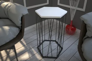 Falan Sidobord 40 cm Hexagon - Vit/Svart - Möbler - Bord & matgrupp - Avlastningsbord & sidobord - Lampbord & sidobord