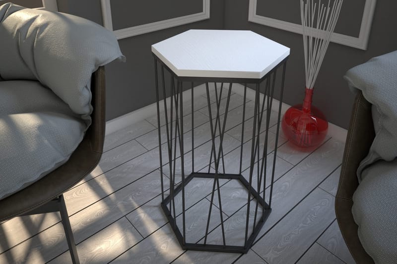 Falan Sidobord 40 cm Hexagon - Vit/Svart - Möbler - Bord & matgrupp - Avlastningsbord & sidobord - Lampbord & sidobord
