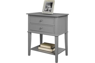 Franklin Sidobord 56 cm 2 Lådor Grå - Dorel Home - Möbler - Bord & matgrupp - Avlastningsbord & sidobord - Lampbord & sidobord