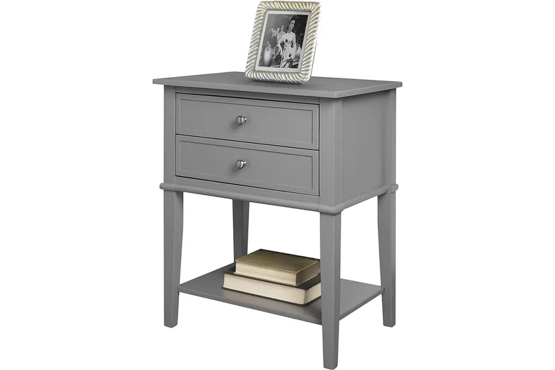 Franklin Sidobord 56 cm 2 Lådor Grå - Dorel Home - Möbler - Bord & matgrupp - Avlastningsbord & sidobord - Lampbord & sidobord