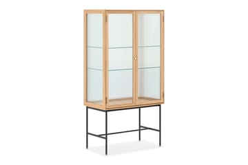 Jelric Vitrinskåp 42 cm djup 80 cm bred 155 cm hög Trä Glas - Natur - Förvaring - Skåp - Vitrinskåp