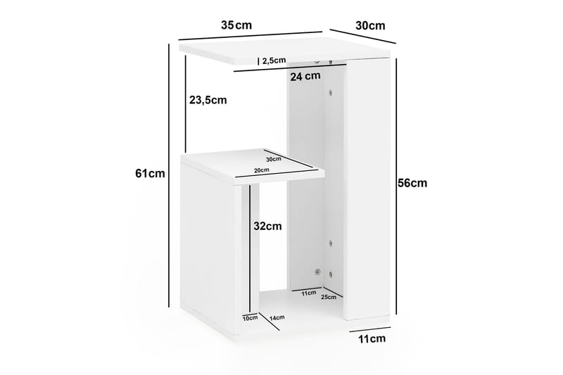 Melindy Sidobord 35 cm - Vit - Möbler - Bord & matgrupp - Avlastningsbord & sidobord - Lampbord & sidobord