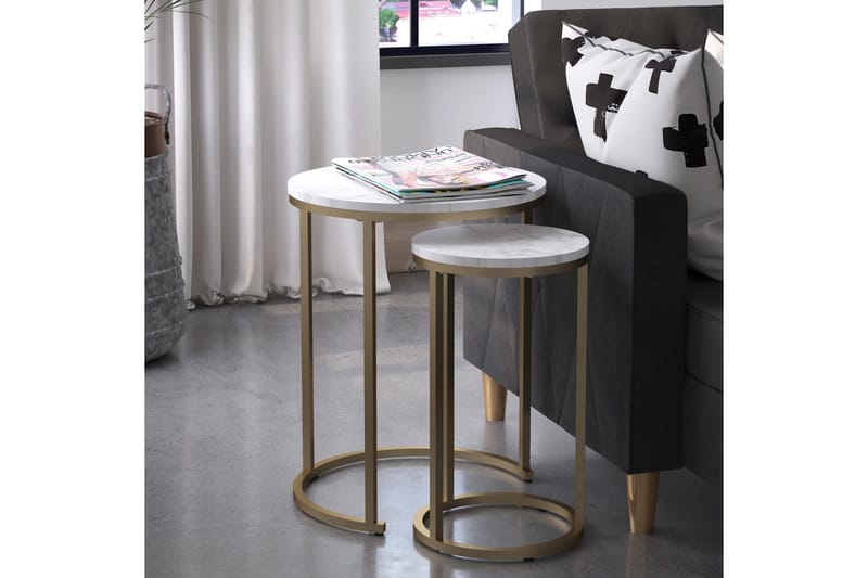 Revazi Sidobord Marmor - Vit - Möbler - Bord & matgrupp - Avlastningsbord & sidobord - Lampbord & sidobord
