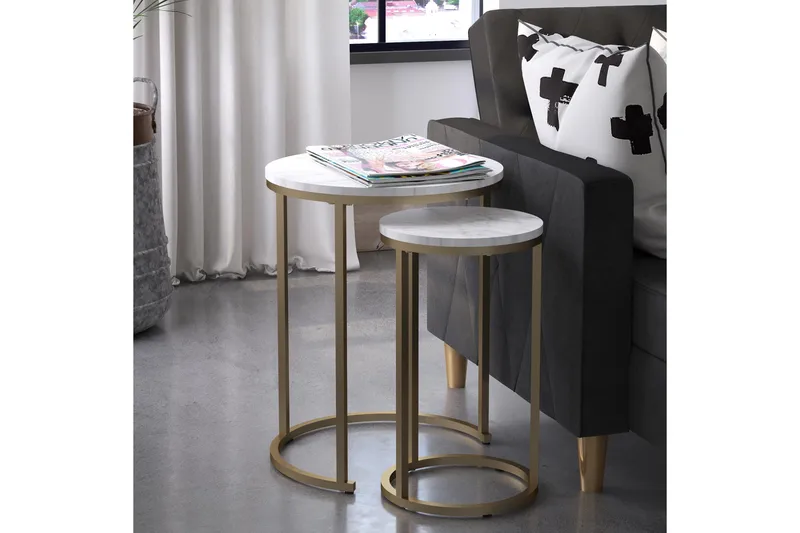 Revazi Sidobord Marmor - Vit - Möbler - Bord & matgrupp - Avlastningsbord & sidobord - Lampbord & sidobord
