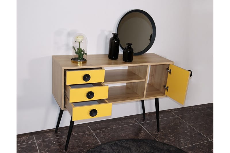 Sidobord 120 cm - Guld/Natur/Gul - Möbler - Bord & matgrupp - Avlastningsbord & sidobord - Lampbord & sidobord