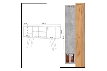 Sidobord 120 cm - Guld/Natur/Gul - Möbler - Bord & matgrupp - Avlastningsbord & sidobord - Lampbord & sidobord